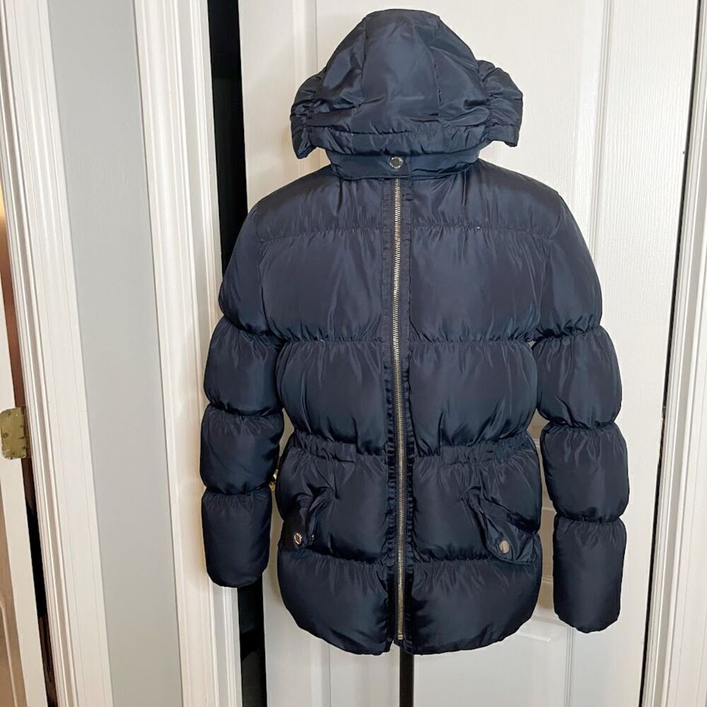 Massimo Dutti Made in Italy Duck Down Sports Hooded Zip Pocket Puffer Coat